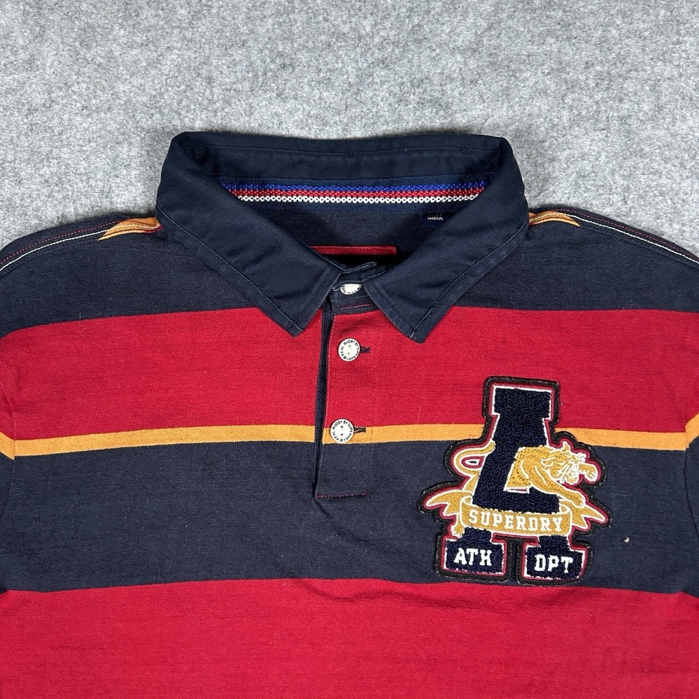 Superdry Rugby Shirt Men's Size Large Multicolour Striped Heavyweight Patch - Picture 11 of 15